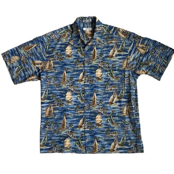 Pierre Cardin Men’s Tropical Shirt Button Front Short Sleeve SZ L - Picture 1 of 14
